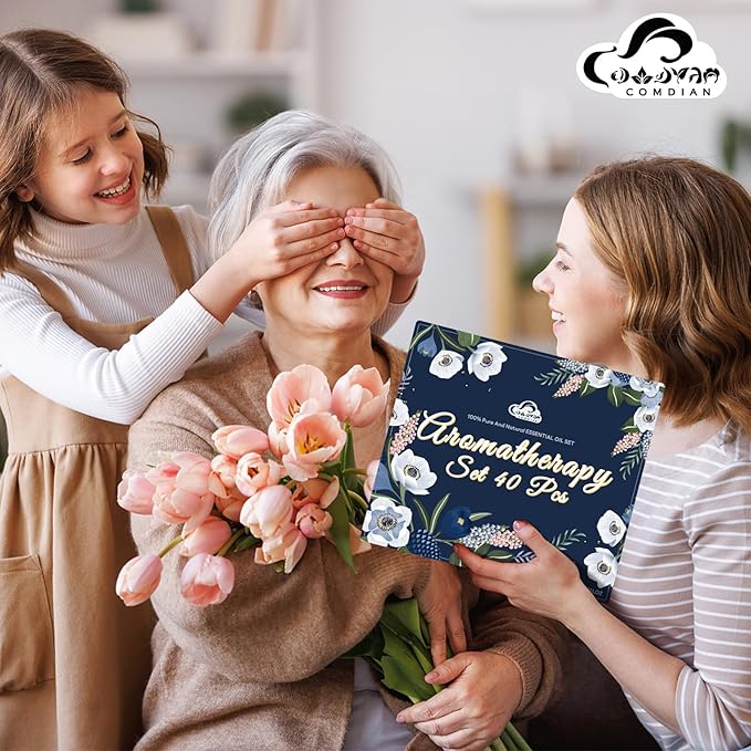 Essential Oil Set, 40 Pcs Aromatherapy Essential Oils for Diffusers for Home, 5ML Fragrance Gift Set for Skin, Soap Making, Massage, Hair Care, DIY Candle and Perfume Making