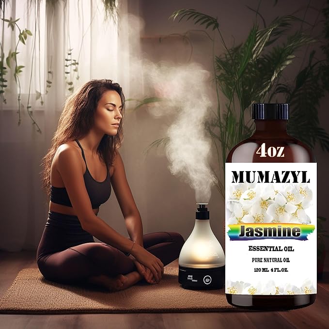 Jasmine Essential Oil, Jasmine Oil 4 Fl Oz 120ML for Diffuser Humidifier Yoga Cleaning DIY Candle Soap Making Essential Oils