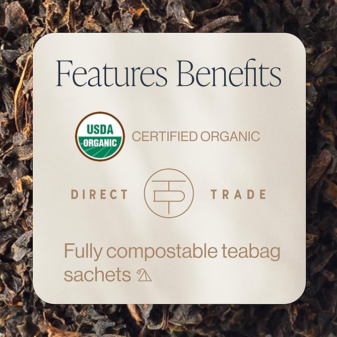 Rishi Tea English Breakfast Tea - Organic Sachet Tea Bags, Energizing & Caffeinated Pure Black Tea, Ideal for Hot or Iced Tea - 50 Count