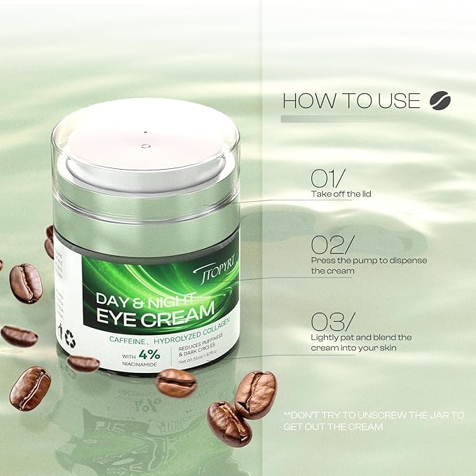 Eye Cream for Dark Circles: Caffeine Eye Cream with Hyaluronic Acid Vitamin E collagen For anti-aging dark circles eye bags puffiness Eye Lift Treatment For Men Women Day and Night 1.87oz