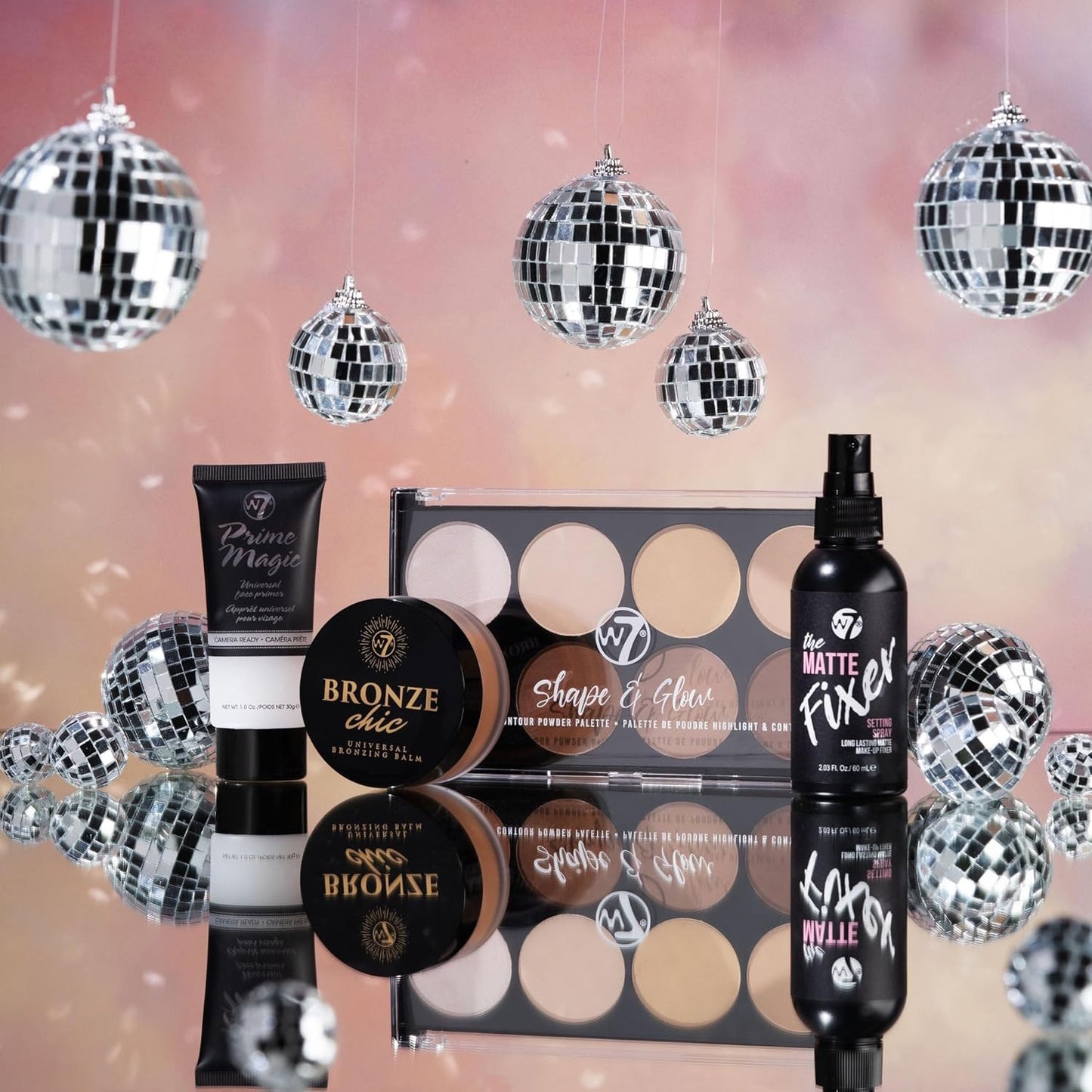 W7 Shape & Glow Makeup Set - Matte Finish - 4 Piece Set - Bronze, Contour & Secure