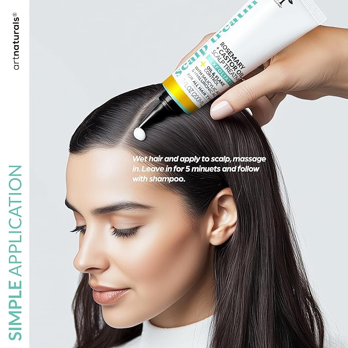 Artnaturals Rosemary + Castor Oil Scalp Exfoliator - Gentle Formula for Sensitive Scalps, Reduces Flakiness & Supports Hair Restoration