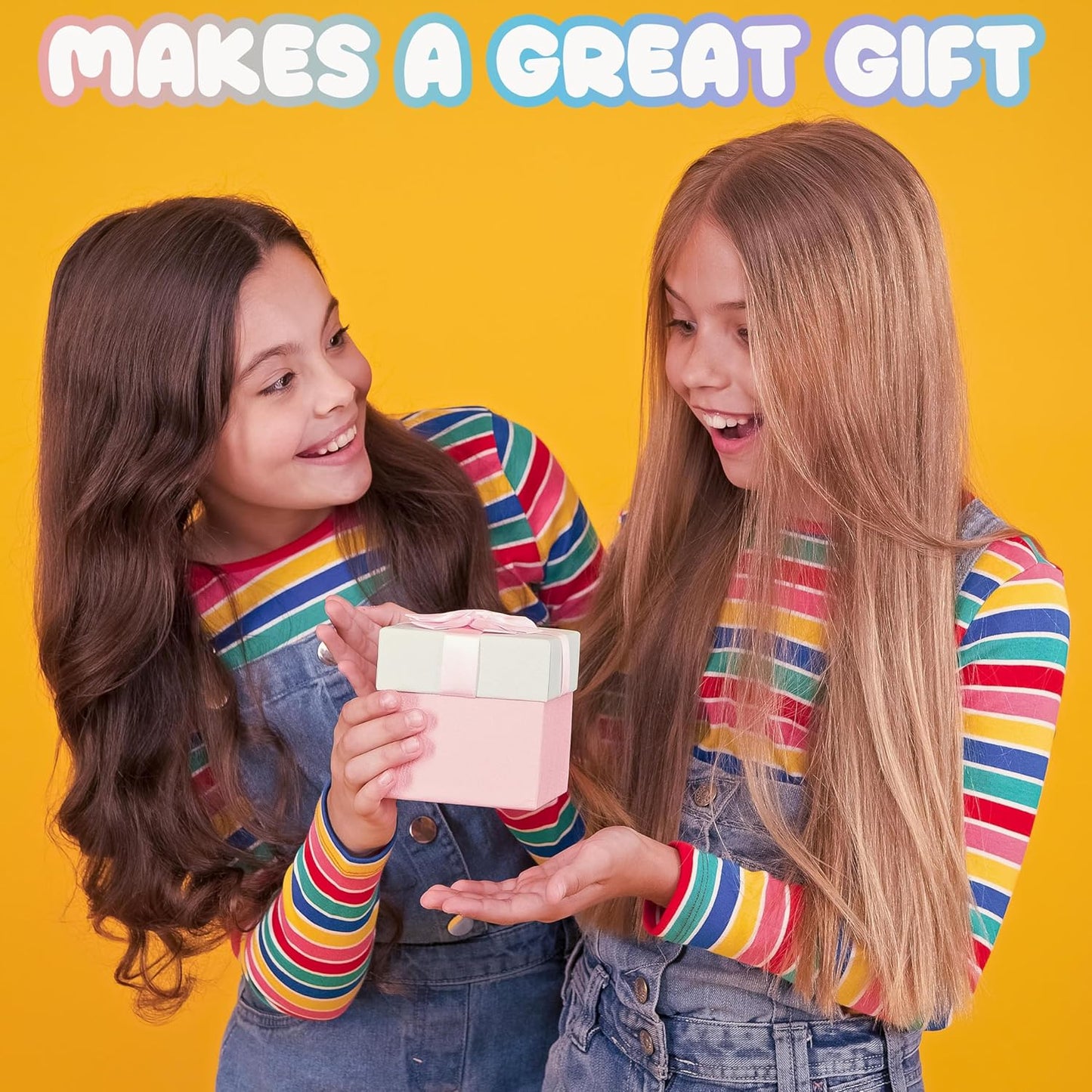 Expressions 6pc Peace & Rhinestones Beauty Set w/Tin Box Storage Case - Body Spray, Body Glitter, Mini Body Gems, and Lip Gloss Set,Washable + Non Toxic