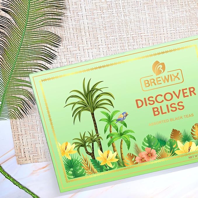 BREWIX, Discover Bliss Premium Black Tea Christmas Gift Box (5.29oz/ 75+ Cup) | Tea Gift Sets For Tea Lover |6 Unique Black Tea | Best for Birthdays, Anniversaries & Holidays