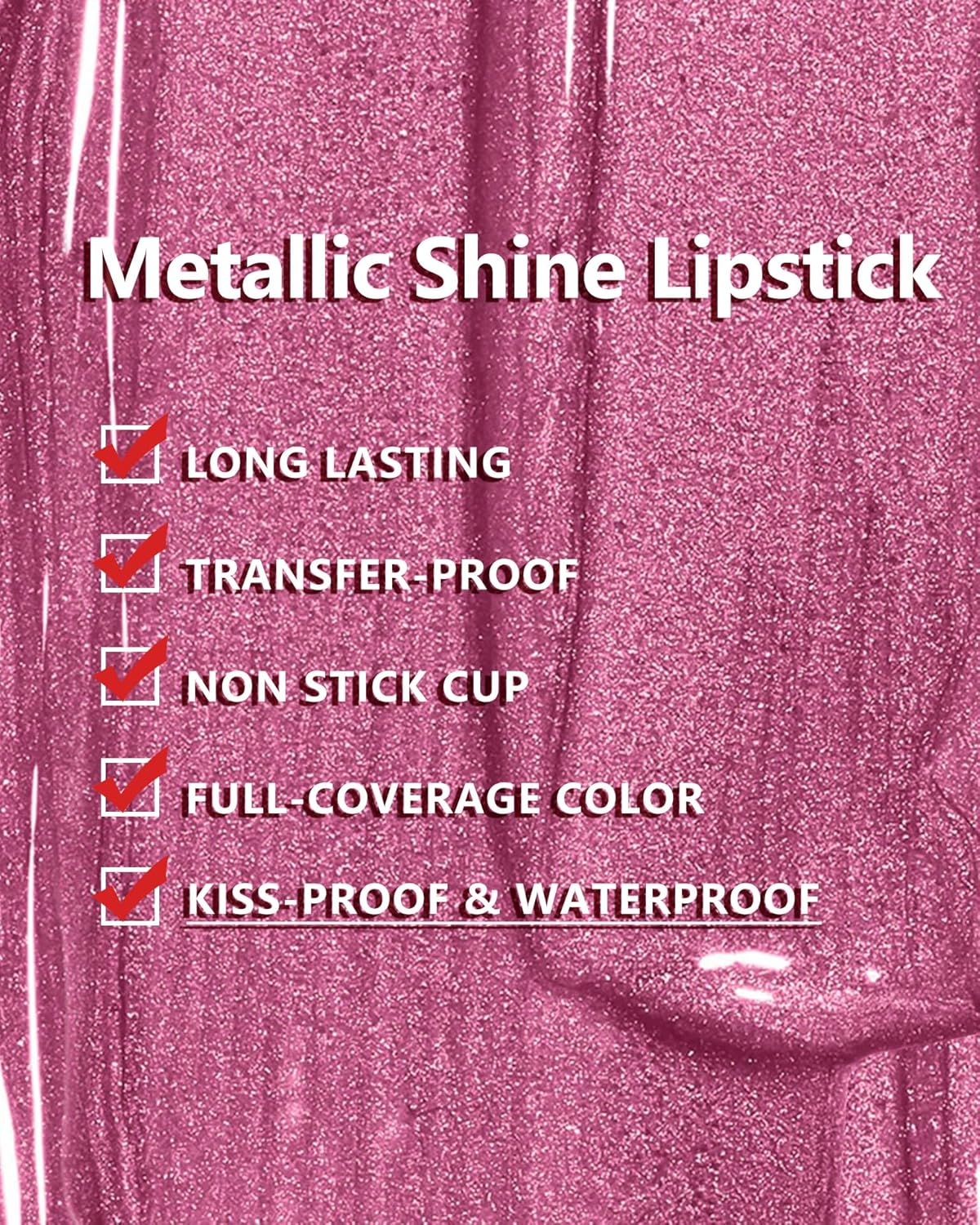 MAKI YIKA Red Lipstick for Women Metallic Lipsticks Glitter Long Lasting Lipstick No Smudge No Transfer Shimmer Liquid Lip Gloss (BR06 Dangerous)