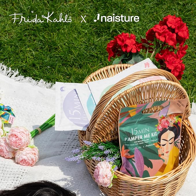 Frida Kahlo 15 Min Pamper Me Kit by Naisture – Korean Spa and Skincare Kit for Women with Hair, Hand, Foot, Eye, and Face Masks