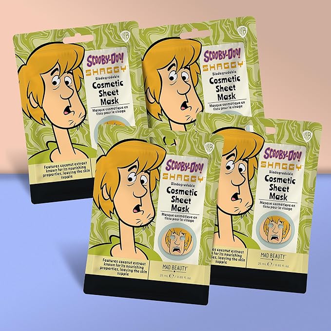 MAD Beauty Warner Scooby Doo Shaggy Cosmetic Sheet Mask Collection x 4