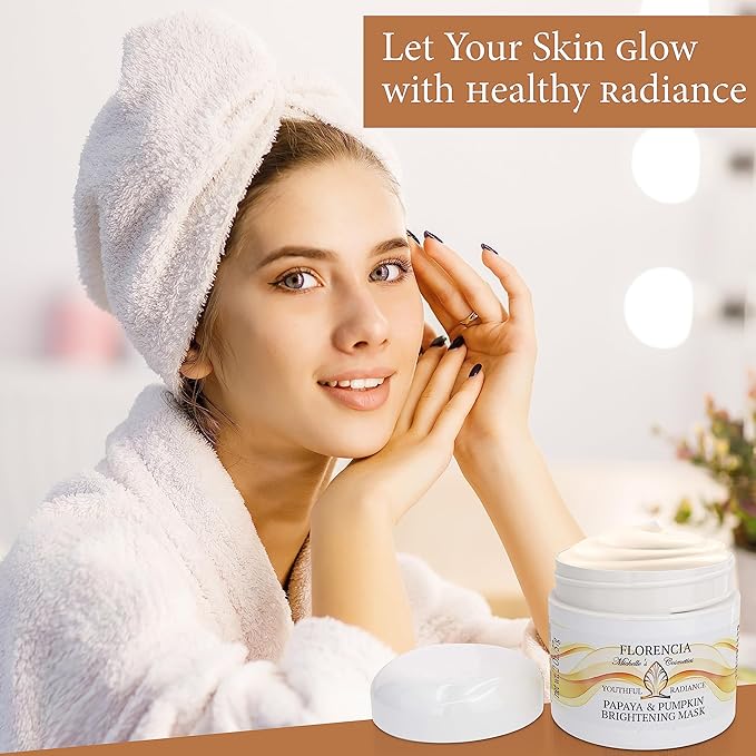 Florencia Papaya & Pumpkin Brightening Mask - Exfoliating Facial Mask for Soft, Smooth Skin - Removes Impurities, Brightens Complexion - Natural & Gentle, 2 oz