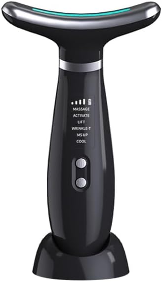 Facial Massager -7 Color Red-Light-Therapy for Face and Neck for Wrinkles, Double Chin, Vibrating Facial Massager with Thermals (Black6)