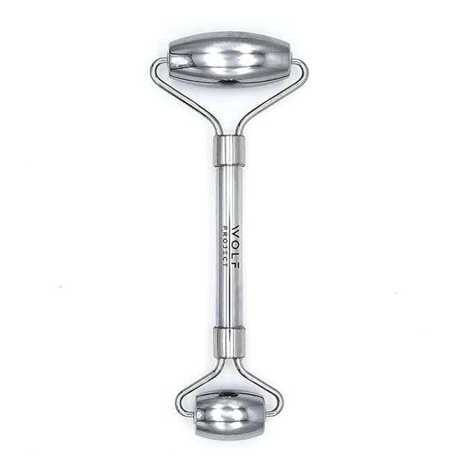 Wolf Project Stainless Steel Face Roller - Helps Reduce Face Puffiness, Massage Face, Neck and Eyes