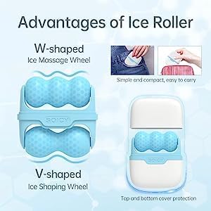 Ice Roller for Face and Eye Mini Portable Cool Facial Roller Personal Skin Care Tools with 2 in 1 Roller and Carry Case to Reduce Puffiness and Relief Migraine, Pain. Women Mother Gift (Blue)
