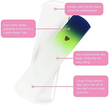 BONA FIDE BEAUTY Premium Czech Glass Foot File with Sleeve, Foot Scraper and Foot Rasp. Thoughtful Gifts for Men