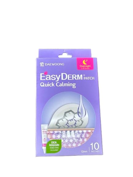 EasyDerm Quick Calming Magnesium Patches – Hydrocolloid Acne Spot Treatment Includes Tweezers & Ampoule, 10 Patches, Zit Sticker, TikTok Viral Blemish Patch, Made by Daewoong Pharmaceutical