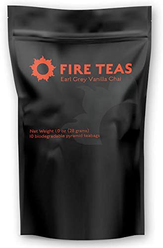 FIRE TEAS Earl Grey Spice Tea - Organic Earl Grey, Clove, Vanilla, Black Pepper, Cardamom, Cinnamon, Ginger - Anti Oxidant Rich, Naturally Sweet & Spicy, Bergamot Oil Coated, Keto Friendly-