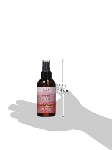Pure Rose Water, Large 4oz (Moroccan) Made from Petals: 100% All Natural Rosewater Bottle - Best Complete Facial & Skin Toner, Hair Oil, Moisturizer and Cleanser - Makes a Great Rose Tub Tea