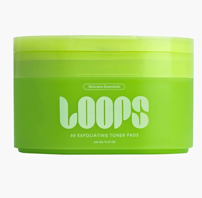 LOOPS Exfoliating Toner Korean Skincare - Refine, Resurface, and Rebalance Skin - Brightening & Anti-Aging Skincare - Pre-Soaked Bamboo Pad - Vegan, Natural, Biodegradable Toner Pads for Face