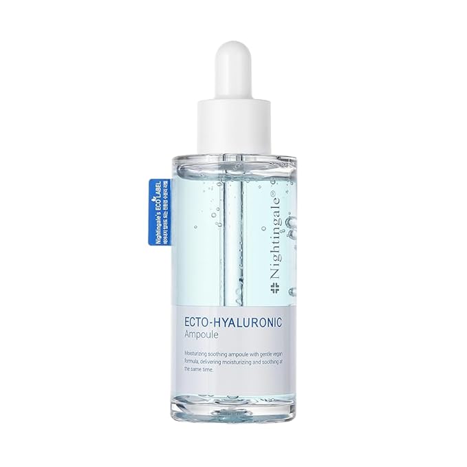 Nightingale Ecto-Hyaluronic Ampoule with 8 layer Hyaluronic Acid, Ectoin, Hyaluronic acid Serum For Dry Skin, Fragrance Free, Hypoallergenic, Allergen Free, Cruelty Free, Vegan, Korean Skin Care