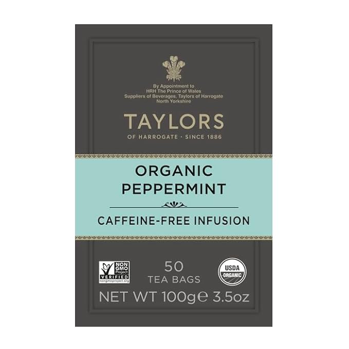Taylors of Harrogate Organic Peppermint Herbal Tea, 50 Count (Pack of 6)