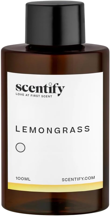 Scentify Lemongrass Aroma Oil Refill Scent for Oil Diffusers - Lemongrass, Clove, Musk Scents - Luxurious Relaxing Aromatherapy Diffuser Fragrance 100ml, 3.38 oz