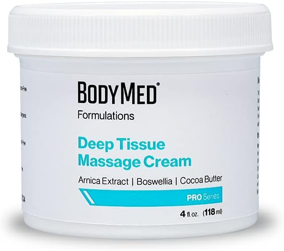 BodyMed Formulations Deep Tissue Massage Cream, 4 oz. – Fragrance-Free, All-Natural Lotion for Massage Therapy – Leaping Bunny Certified – with Arnica Extract & Jojoba – Non-Staining, & Paraben Free