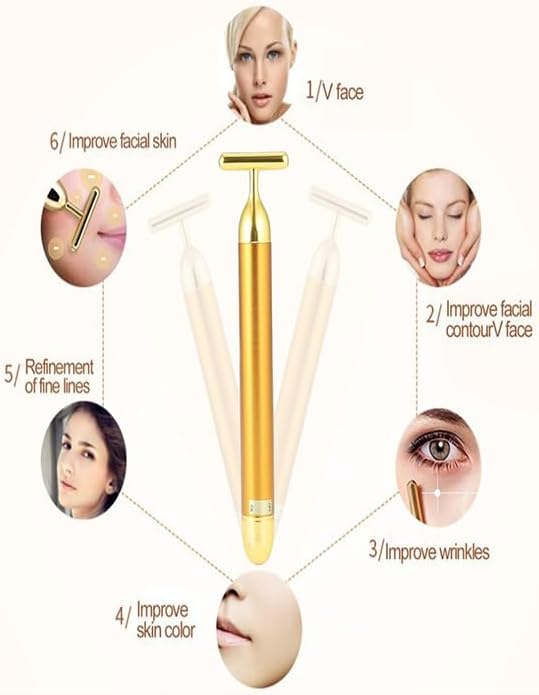 Beauty Bar Gold Face Massager for Skin Care T-Shape Facial Massager Tools Face Lifting