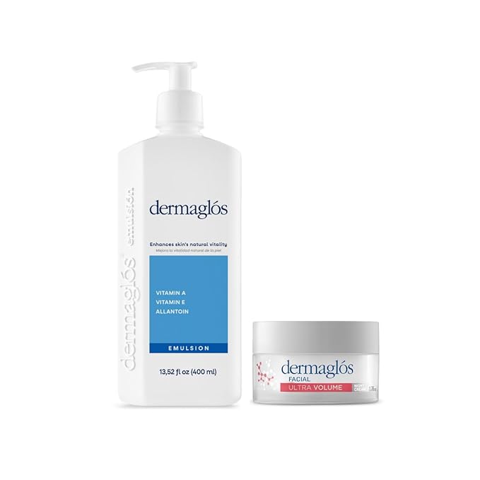 Skincare Set | Ultra Volume Facial Night Cream Moisturizes And Improves The Appearance Of Wrinkles And Skin 1,76 oz + Vitamin A Body Emulsion Protective and Regenerating Formula 13,52 oz