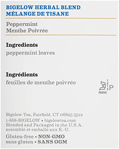 Bigelow Peppermint Herbal Tea 28-Count Boxes (Pack of 6) Caffeine-Free Bagged Herbal Tea in Individually Wrapped Foil Packets Contains Peppermint Leaves and Nothing Else