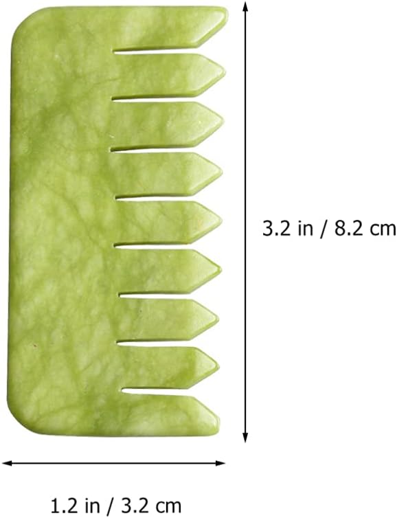 Healifty 2pcs Jade Comb and Brush Set - Wide Tooth Hair Comb, Facial Massage Board for Scalp, Head Guasha, and Cosmetic Use