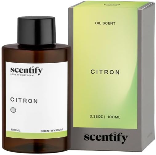 Scentify Citron Aroma Oil Refill Scent for Oil Diffusers - Lemon, Jasmine, Musk, Woods Scents - Luxurious Relaxing Aromatherapy Diffuser Fragrance 100ml, 3.38 oz