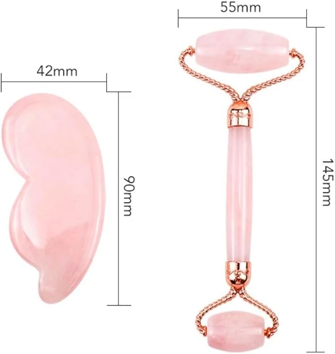 Pink Butterfly Facial Roller and Gua Sha Tool Set – Complete Gua Sha Facial Tool Kit with Pink Roller and Face Massager for Women – Butterfly Guasha Face Tool for Lifting – Facial Roller Guasha Set