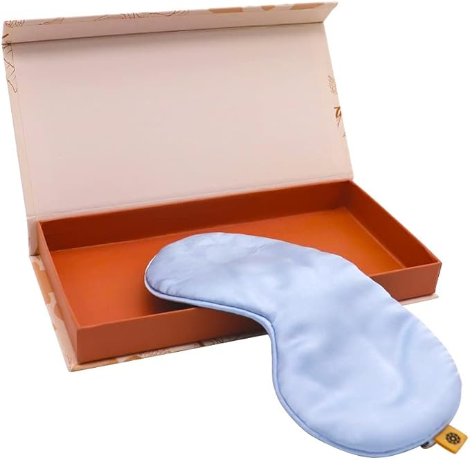 Premium 25 Momme Mulberry Silk Eye Mask for Sleeping (Frosty Blue)