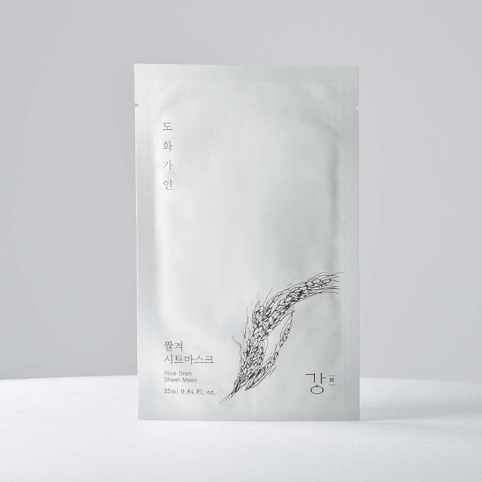 Rice Bran Sheet Mask | Nutrient Enriched Cotton Sheet Mask | Soothing & Nourishing | Made with Domestically Sourced Korean Rice | 10 Count