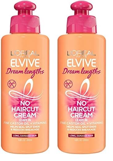 L'Oreal Paris Elvive Dream Lengths Frizz Killer Leave-In Serum With Castor Oil, 3.4 Ounce (Pack of 2)