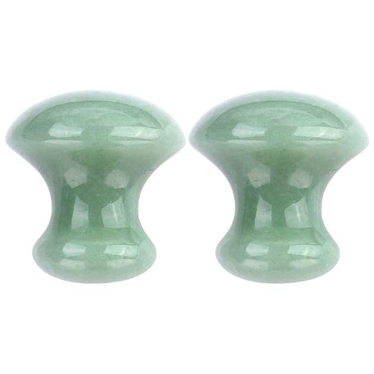 Uonlytech Ice Roller 2Pcs Facial Tools, Green Jade Quartz Massage Rollers Stones Scraping Massage Tool for Women Home Spa