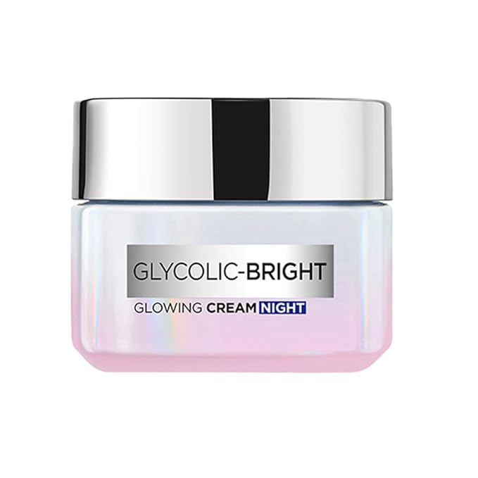L'Oreal Paris Glycolic Bright Glowing Night Cream, 15ml |Overnight Brightening Cream with Glycolic Acid that Visbily Minimizes Spots & Reveals Glowing skin