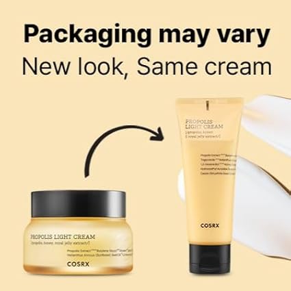 COSRX Full Fit Propolis Light Cream, 2.19 Fl.oz / 65ml, Propolis 64.5%, Hydrating Daily Day and Night Moisturiser, Korean Skin Care, Not Tested on Animals, Paraben Free