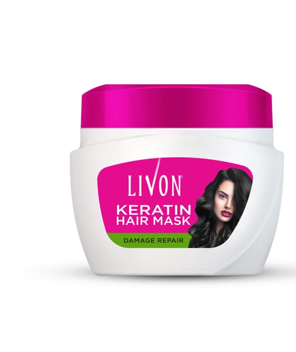 Livon Hair Mask Damage Repair | Repairs Damage, Controls Frizz | Infused with Keratin for Stronger, Smoother, Shinier Hair | 15.2 Fl Oz
