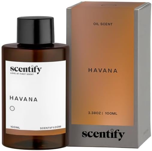 Scentify Havana Aroma Oil Refill Scent for Oil Diffusers - Oak Moss, Rum, Paprika, Mahogany Scents - Luxurious Relaxing Aromatherapy Diffuser Fragrance 100ml, 3.38 oz