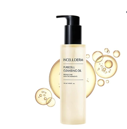 INCELLDERM Riman Purecell Cleansing Oil | 4.9 fl oz | Gentle Makeup Remover and Hydrating Cleanser | Lightweight and Non-Comedogenic | Suitable for Various Skin Types | Plant-Based Formula