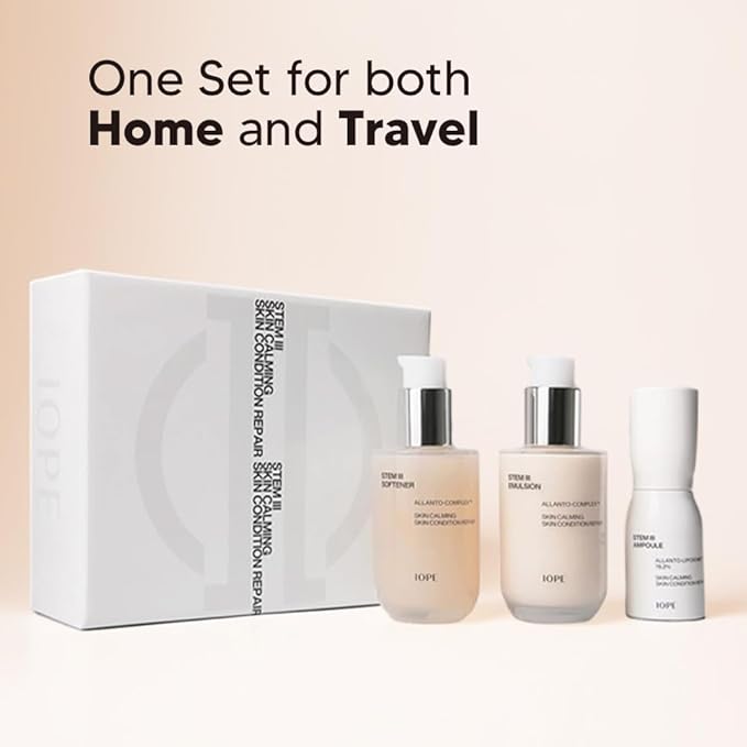 IOPE STEM III Skin Care Gift Set | Korean Timeless Skincare for Daily Uses, Intense Anti-Aging Face Toner & Lotion & Serum with Hyaluronic Acid, Kit for Hydration and Moisture Barrier Strength