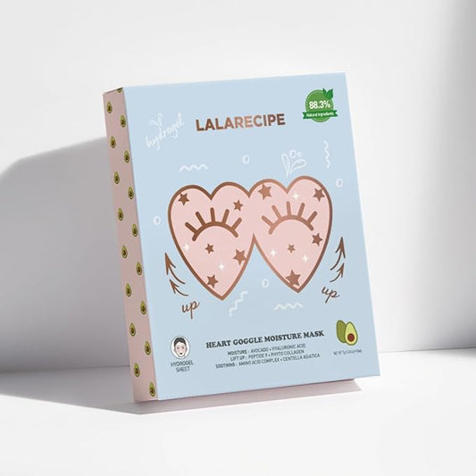 Heart Goggle Moisture Eye Mask – Hydrating & Cooling Hydrogel Patches with 8-Hyaluronic Acid, Avocado & Collagen – Korean Skincare for Dry & Sensitive Skin (Pack of 10)