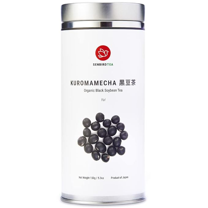 Senbird Organic Kuromamecha - Japanese Black Soybean Tea - From Hokkaido, Japan - Loose Leaf Kuromame Tea in Airtight Tea Tin (5.3oz/150g)