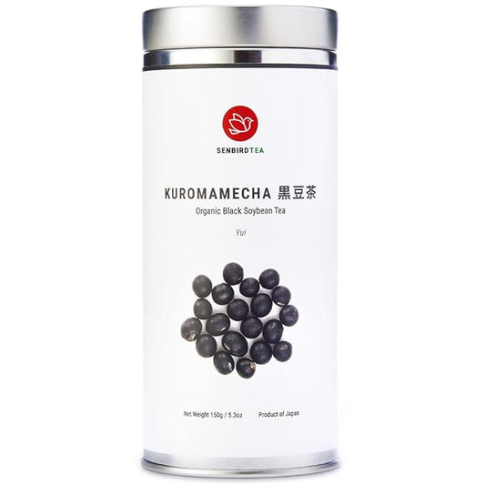 Senbird Organic Kuromamecha - Japanese Black Soybean Tea - From Hokkaido, Japan - Loose Leaf Kuromame Tea in Airtight Tea Tin (5.3oz/150g)