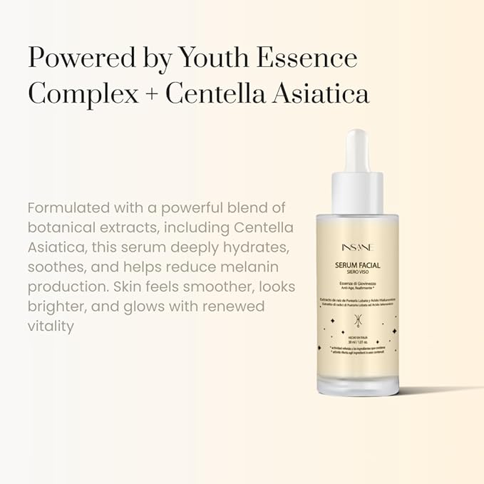 Youth Essence Brightening Face Serum — Even Skin Tone, Plumping & Anti-Aging — Hyaluronic Acid + Kudzu & Centella Asiatica — Radiant, Glow-Boosting Formula. Dermatologically Tested.