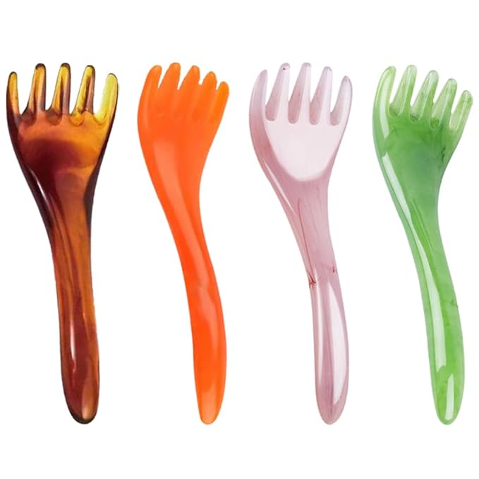 Healifty 4 Pcs Guasha Scraping Massage Tool Massage Comb Facial Massage Board Scalp Comb Massager for Head Face Body