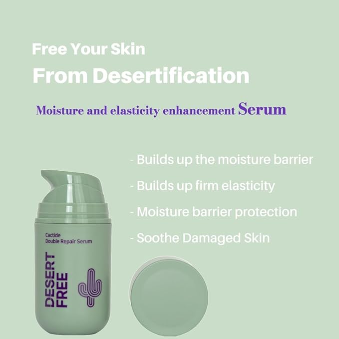 DesertFree Double Action Serum for Skin Barrier Support and Moisturizing - Natural Ingredients, Fragrance Free, Suitable for Sensitive Skin - 50ml