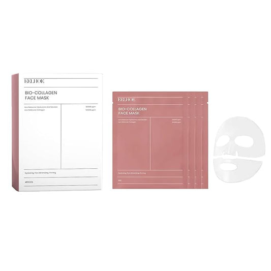 BIO COLLAGEN-Hydrating Bio Collagen Face Mask for Deep Pore Care and Skin Firming – Korean Skincare Sheet Mask Glow Youthful.
