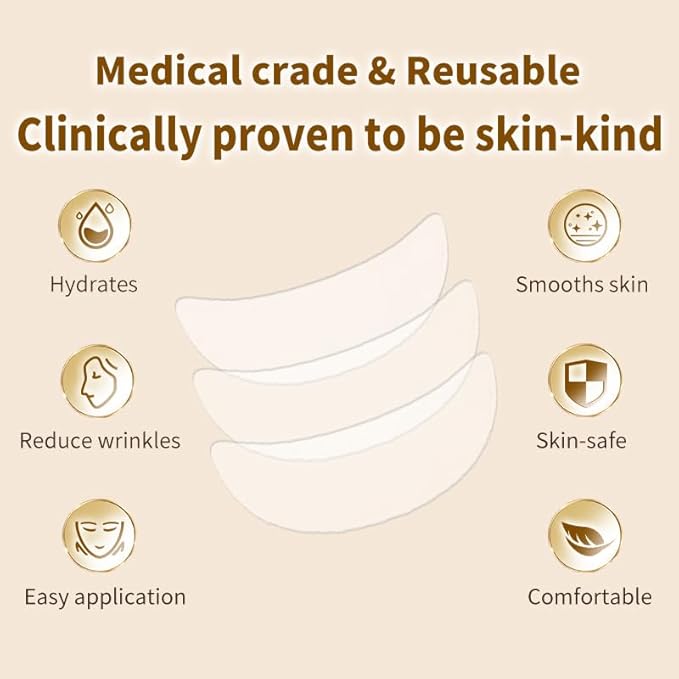Eye wrinkle remover wrinkle patch, reusable, for preventing skin wrinkles, overnight removal of wrinkles while sleeping, anti-wrinkle lower eyelid, pack of three
