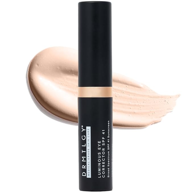 DRMTLGY Luminous Eye Corrector SPF 41, Under Eye Color Corrector for Dark Circles, Anti-Aging Tinted Eye Cream, Hydrating Eye Serum with Peach Undertone FSA/HSA Eligible, Fair