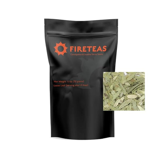 FIRE TEAS Constipation & Laxative Herbal Tea - Organic Peppermint,Senna Leaves, Licorice, Ginger - Smooth Gut Movement & Floral Taste - Herbal & Effective -
